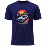Retro Sunset Muscle Car T-Shirt - Image 4