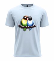 Cute Lovebirds Illustration Graphic Tee - Image 2