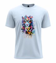 Neon Tiger Geometric Art Tee - Image 2