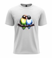 Cute Lovebirds Illustration Graphic Tee - Image 12