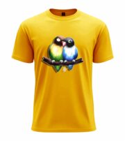 Cute Lovebirds Illustration Graphic Tee - Image 13