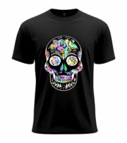 Colorful Sugar Skull Art Tee - Image 12
