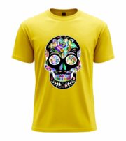 Colorful Sugar Skull Art Tee - Image 3
