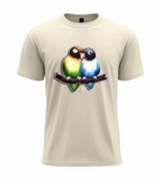 Cute Lovebirds Illustration Graphic Tee - Image 6
