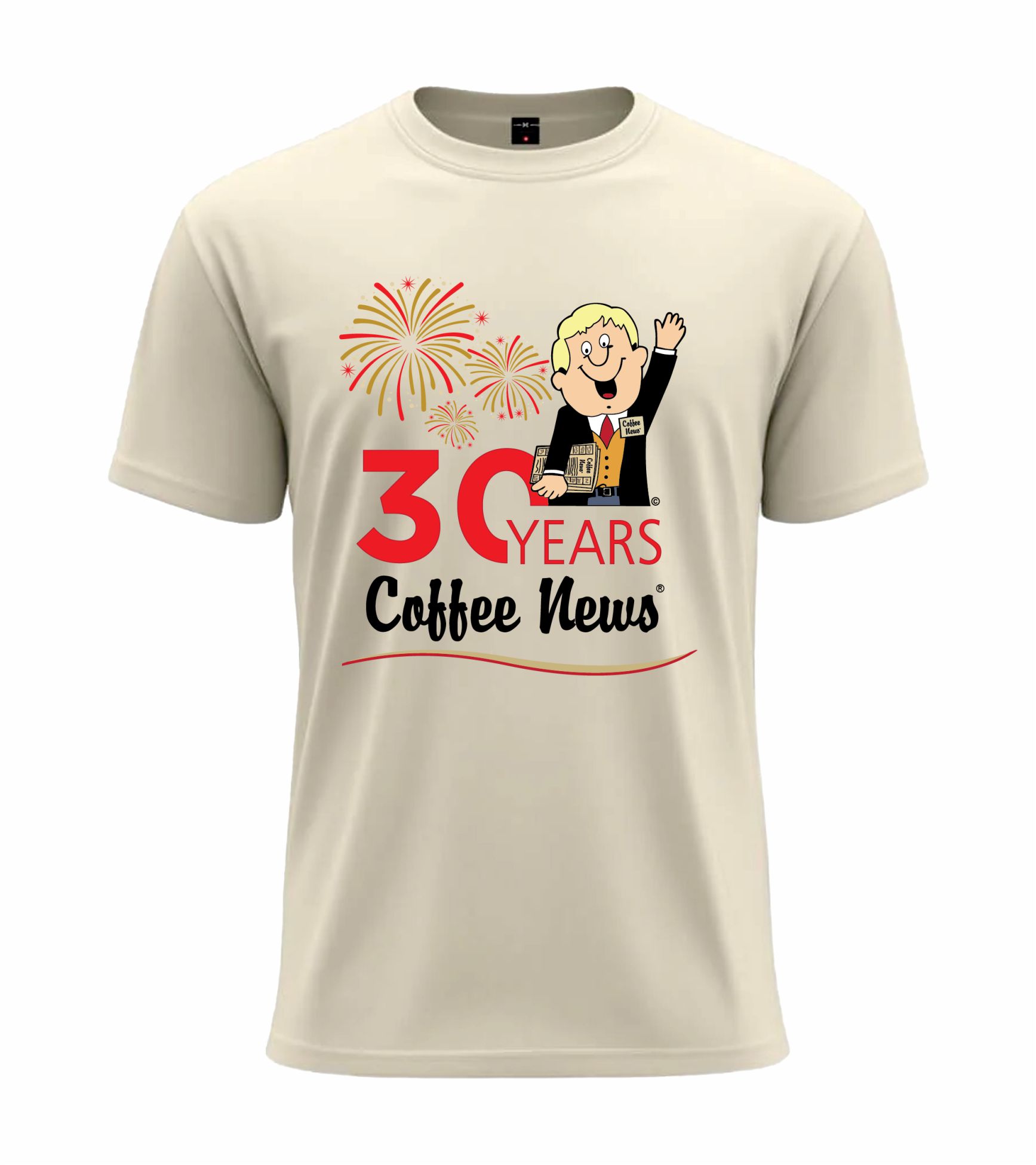 01 (5) 30 Years Coffee News Celebration T-Shirt - Image 1