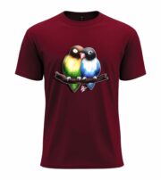 Cute Lovebirds Illustration Graphic Tee - Image 7