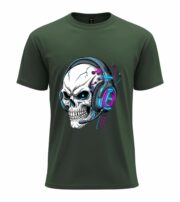 Cyber Skull Headphones  T-Shirt - Image 8