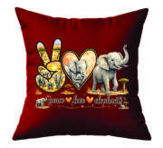 Peace Love Elephants Decorative Cushion - Image 2