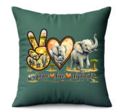 Peace Love Elephants Decorative Cushion - Image 10