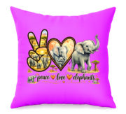 Peace Love Elephants Decorative Cushion - Image 7