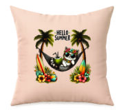 Hello Summer Beach Cat Cushion
