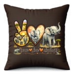 Peace Love Elephants Decorative Cushion