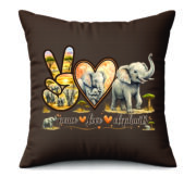 Peace Love Elephants Decorative Cushion