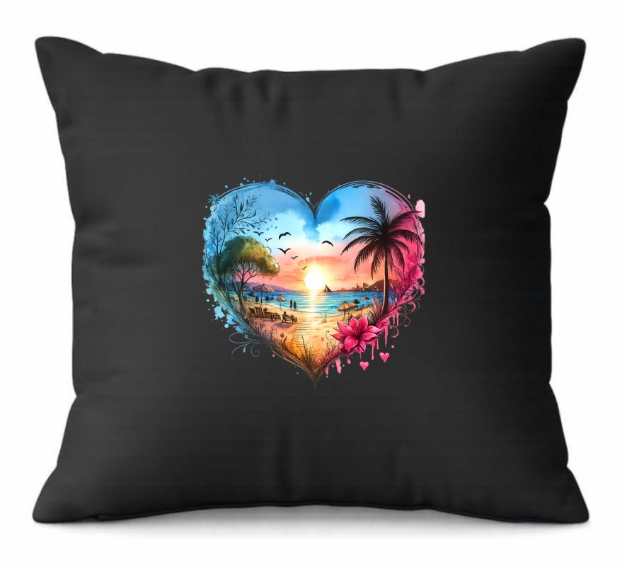 0 (1) Heart Sunset Beach Cushion - Image 1