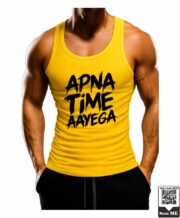Men's Apna Time Aayega Brush Typography Printed Vest