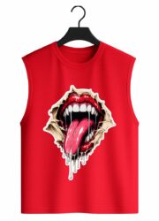 Ripped Vampire Mouth Graphic Sleeveless Tank Top - Image 2
