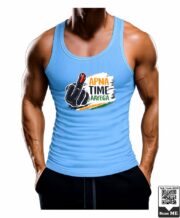 Men's Ink Finger Apna Time Aayega Printed Vest - Image 3
