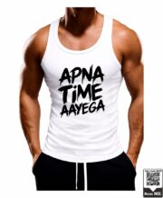 Men's Apna Time Aayega Brush Typography Printed Vest - Image 2
