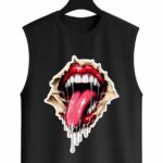 Ripped Vampire Mouth Graphic Sleeveless Tank Top