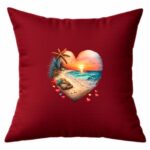 Sunset Beach Heart Cushion