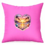 Tropical Sunset Heart Cushion