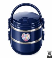 Insulated Stainless Steel 2-Tier Lunch Box with Handle - Image 5