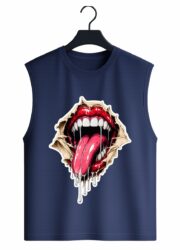 Ripped Vampire Mouth Graphic Sleeveless Tank Top - Image 3