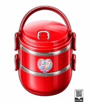 Insulated Stainless Steel 2-Tier Lunch Box with Handle - Image 7