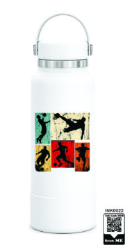 Retro Soccer Action Panels Stainless Steel Water Bottle - Image 2