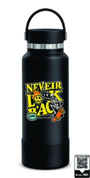 Never Look Back Skater Skeleton Stainless Steel Water Bottle - Image 2