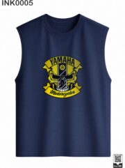 Yamaha Motorcycles Skull Navy Blue Sleeveless Vest - Image 2