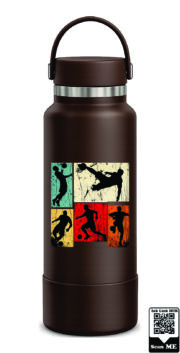 Retro Soccer Action Panels Stainless Steel Water Bottle - Image 10