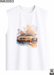 Orange Sports Car Splash Dark Green Sleeveless Vest - Image 10