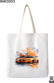 Orange Sports Car Paint Splatter Black Tote Bag - Image 10