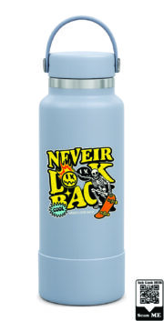 Never Look Back Skater Skeleton Stainless Steel Water Bottle - Image 3