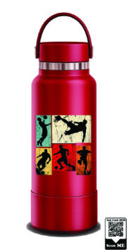 Retro Soccer Action Panels Stainless Steel Water Bottle - Image 4