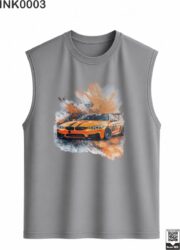 Orange Sports Car Splash Dark Green Sleeveless Vest - Image 4
