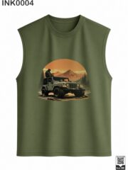 Off-Road Jeep Sunset Navy Blue Sleeveless Vest - Image 4