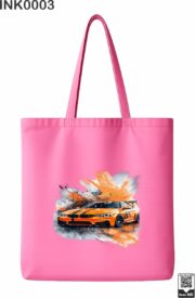 Orange Sports Car Paint Splatter Black Tote Bag - Image 5