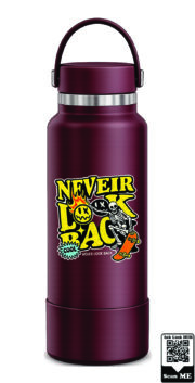 Never Look Back Skater Skeleton Stainless Steel Water Bottle - Image 6
