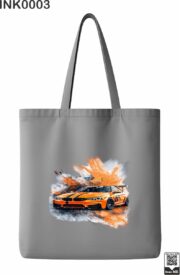 Orange Sports Car Paint Splatter Black Tote Bag - Image 6