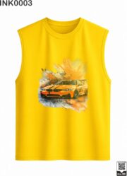 Orange Sports Car Splash Dark Green Sleeveless Vest - Image 7
