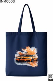 Orange Sports Car Paint Splatter Black Tote Bag - Image 7