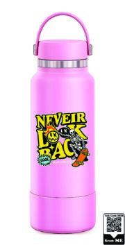 Never Look Back Skater Skeleton Stainless Steel Water Bottle - Image 8
