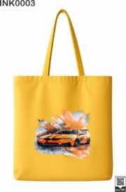 Orange Sports Car Paint Splatter Black Tote Bag - Image 8