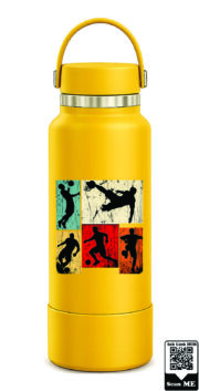 Retro Soccer Action Panels Stainless Steel Water Bottle - Image 9