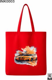 Orange Sports Car Paint Splatter Black Tote Bag - Image 9