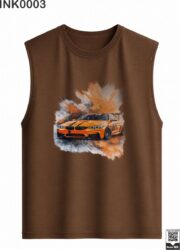 Orange Sports Car Splash Dark Green Sleeveless Vest - Image 11