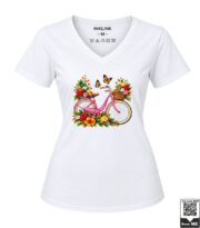 Floral Pink Bicycle Women's V-Neck T-Shirt