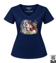 Girl and White Horse Floral Women's V-Neck T-Shirt - Image 2